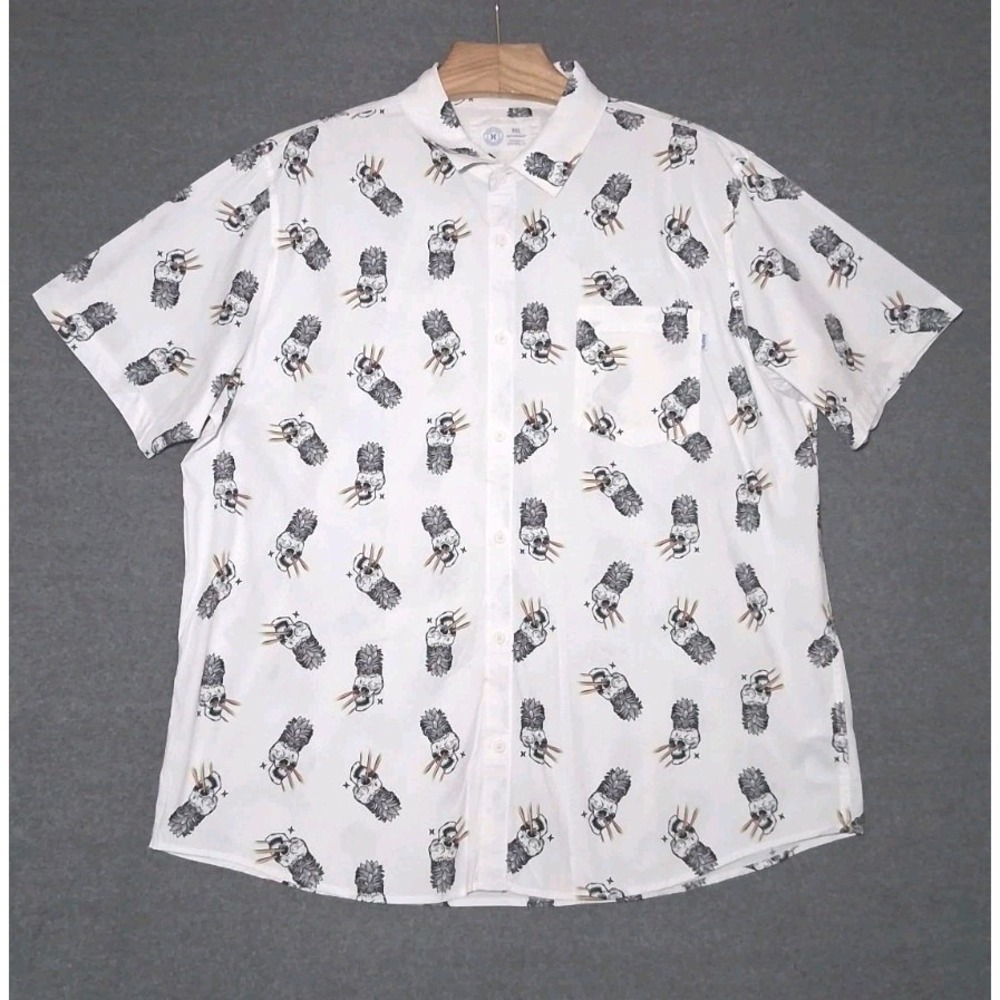Hurley Pineapple Skull Rainbow Mens Stretch Fit Short Sleeve Surf Shirt Size XXL